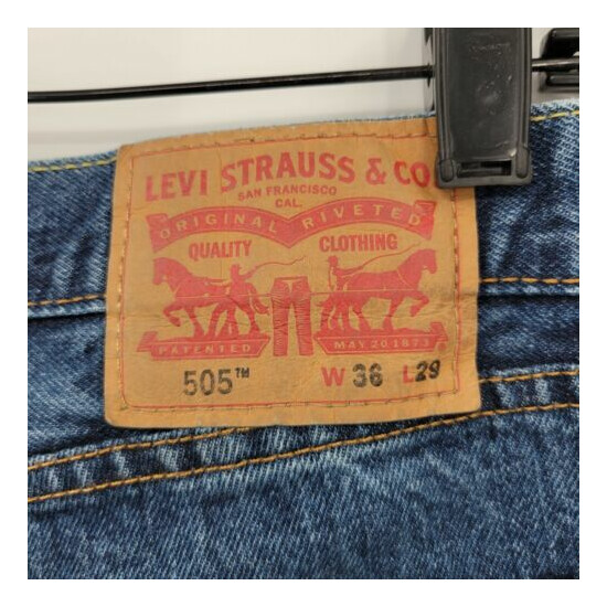 Levi's 505 Men Blue 11" High Rise 100% Cotton Straight Regular Jeans Size 36 image {4}