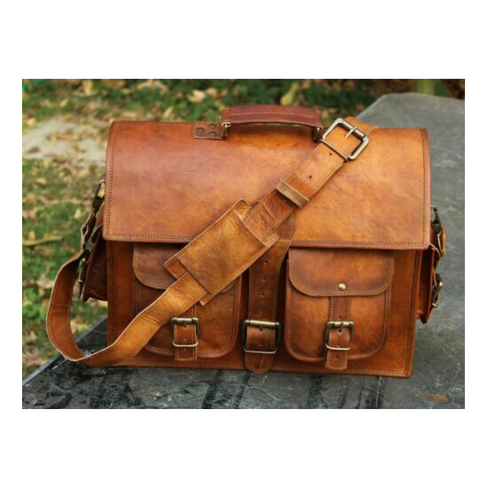 Men's New Genuine Vintage Leather Messenger Laptop Briefcase Satchel Brown Bag Thumb {1}