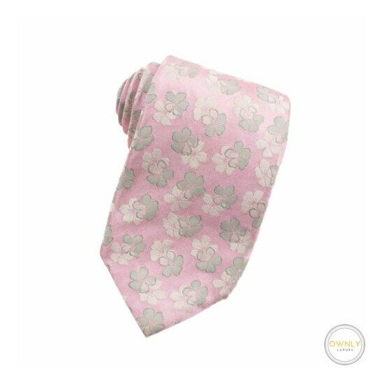 Condotti Pink Grey 100% Silk Floral Self-Tipped 7-Fold Tie + Pocket Square Set image {2}