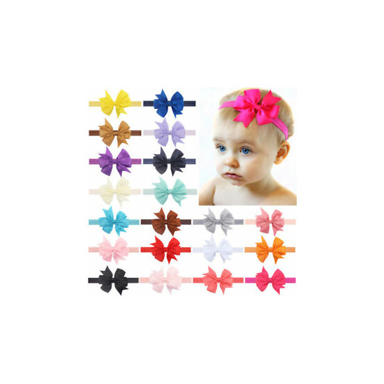 10x Kids/Baby Hair Band Bows Assorted Colours Bowknot For Children Toddler image {1}