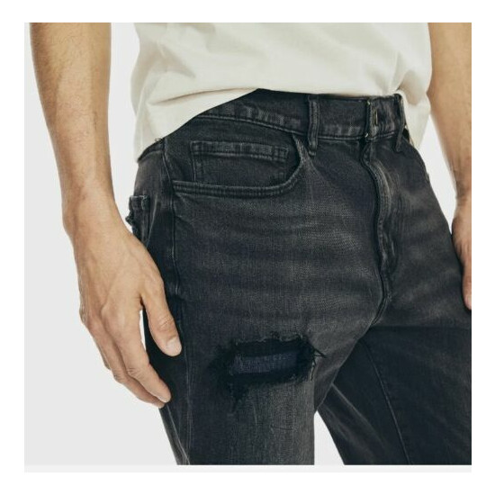 New Nautica Mens Nautica Jeans Co Distressed Straight Fit Black Denim Size 36X32 image {3}