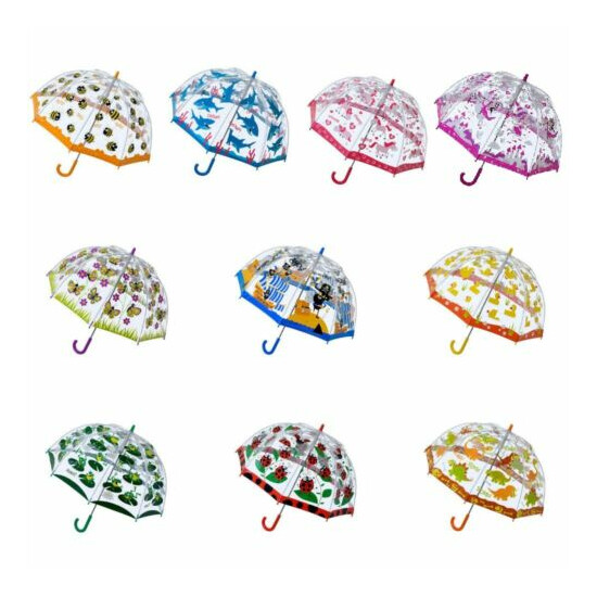 Kids Umbrellas Children Kids PVC Clear Dome Design Brolly Colourful Girl Boy New image {1}