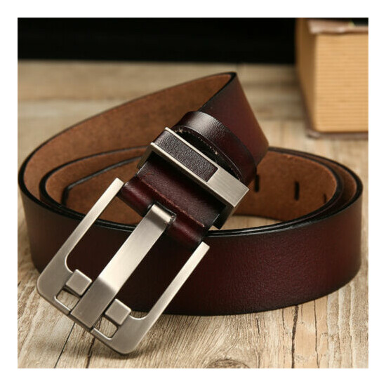 Men’s belts Full Grain Genuine Leather Casual Dress Jeans Belts for Men cinturon image {3}