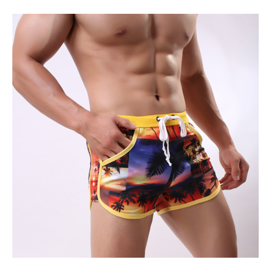 Men's Sunset Gym Pouch Shorts Resorts Swimwear Swim Trunks Running Boxer  image {2}