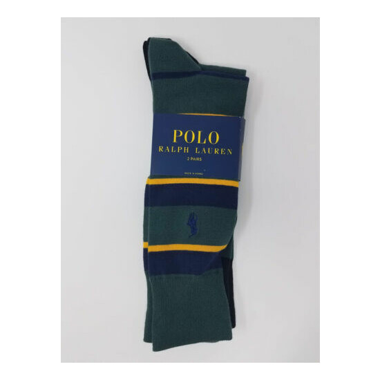 Polo Ralph Lauren Men's 2 Pack Ribbed Heel Toe Sock, 10-13, Striped image {2}