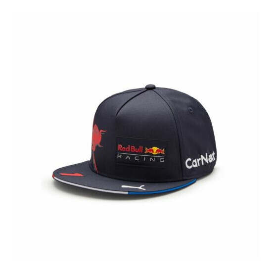 Red Bull Racing F1 2022 Max Verstappen #1 Team Flat Brim Hat Navy image {2}
