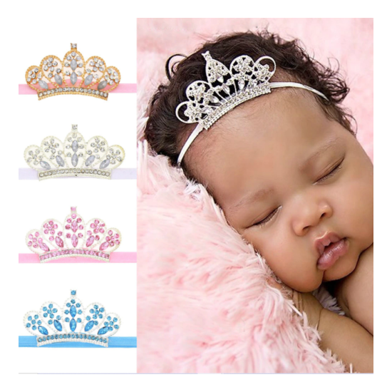 Little Princess Elastic Lace Baby Headband Crown Wedding Kids Mini Head Tiara image {1}