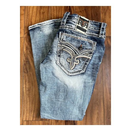 Rock Revival Men's Jackee Medium Wash Straight Jeans Mens Sz 36x31 image {1}