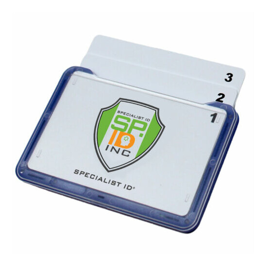 20 Pack - 3 Card ID Badge Holder Hard Plastic - Horizontal Case - Specialist ID image {4}