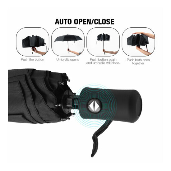 Automatic Black Umbrella Anti-UV Sun/Rain Windproof 3 Folding Compact Umbrella image {4}