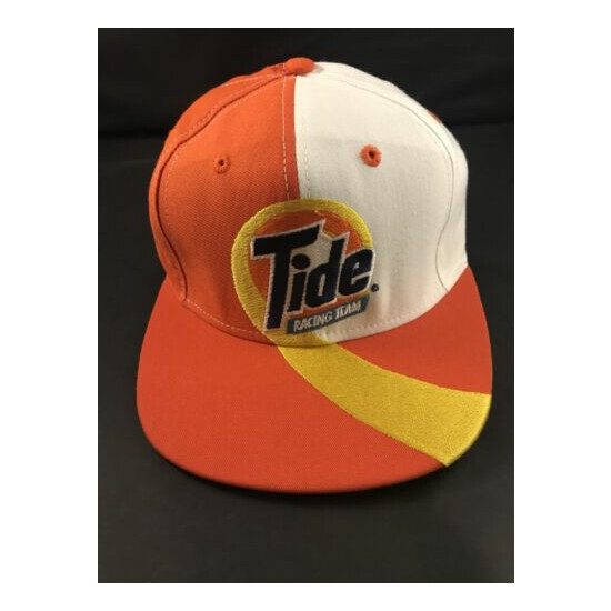 VTG Tide Racing Team Swirl Embroidered NASCAR Colorblock Made USA Snapback Hat image {1}
