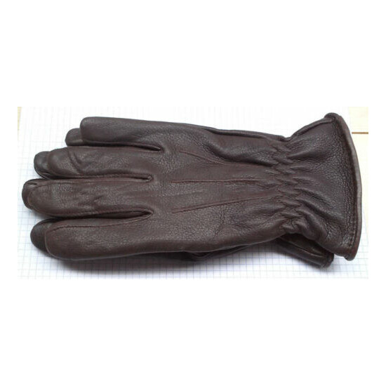 Men's Luxury Fashion Deerskin Dress Gloves Lined 40gr. Thinsulate Brown & Black image {1}