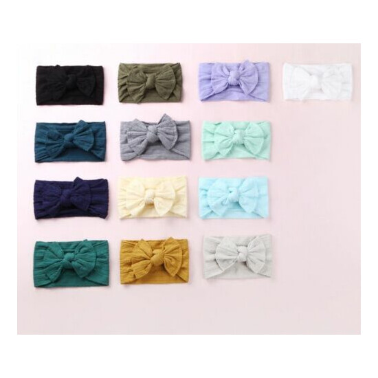 Braid Nylon Bow Headbands,Cable Knit Solid Wide Nylon Headband Baby Girls image {2}