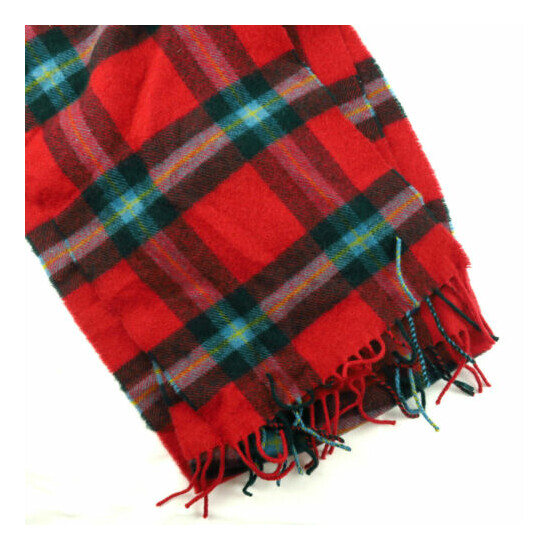Super Soft Red Tartan Plaid Lambs Wool Scarf Johnstons of Elgin Made in Scotland image {1}