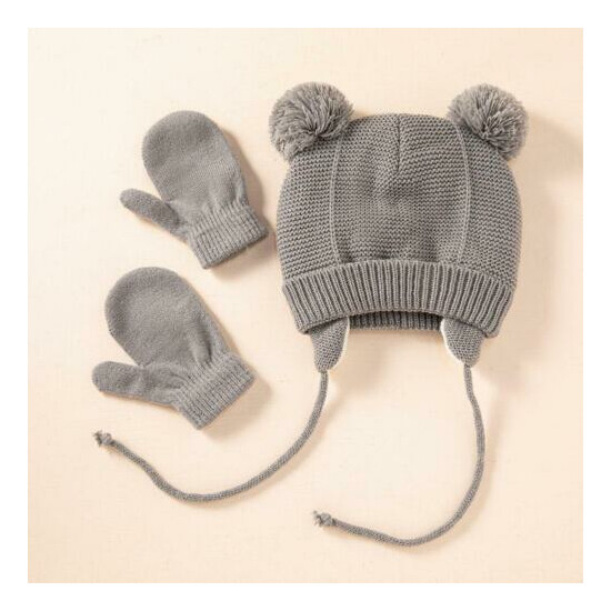 Cute Warm Pompom Baby Hat Winter Knitted Beanie Caps Infant Bonnet image {1}