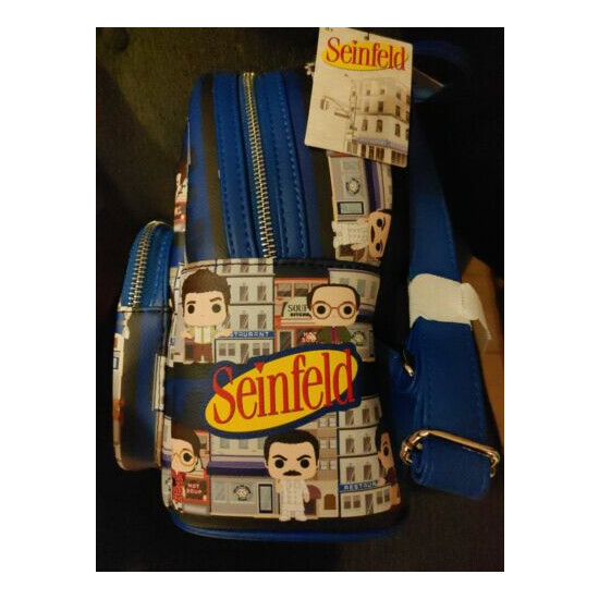 Loungefly Seinfeld Chibi City Characters Mini Backpack Bag Purse Blue Funko NWT image {2}