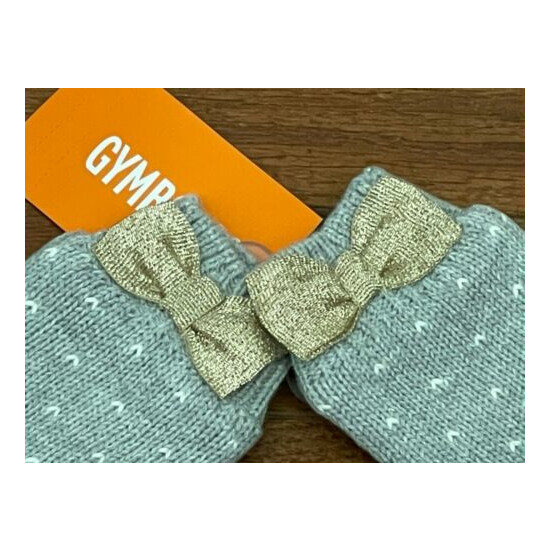 NWT Gymboree Gray Mittens with gold bows size 2-3 2T-3T image {2}
