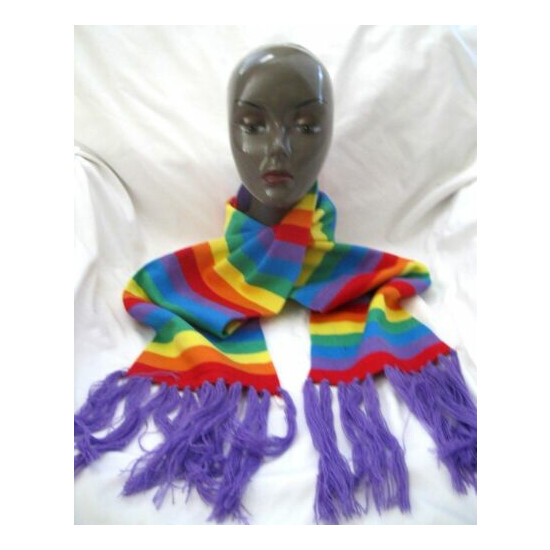 Gay Pride Rainbow Stripes Punk Hippie Scarf,Beanie,Arm Warmers+Fingerless Gloves image {3}