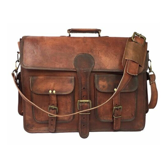 Men New Vintage Briefcase Satchel mild Leather Laptop Messenger Bag 18" Shoulder Thumb {2}