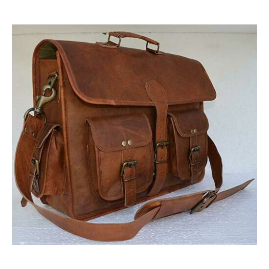 Messenger Laptop Men's Genuine Leather Vintage Handmade Briefcase Bag Satchel image {2}
