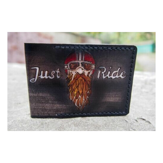 Men's Handmade Leather Passport cover Just ride Unisex image {1}