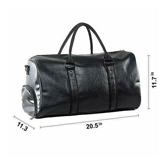 Weekender Oversized Travel Duffel Bag With Shoe Pouch Leather Carry On Bag  image {4}