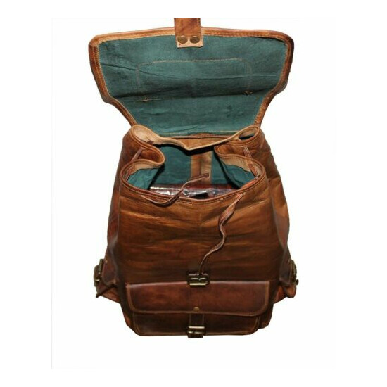 Men's Vintage Leather New Backpack Laptop Travel Shoulder Rucksack Bag image {4}