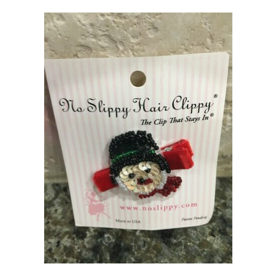 No Slippy Hair Clippy NEW beaded snowman NEW GIRL clip barrette made USA image {1}
