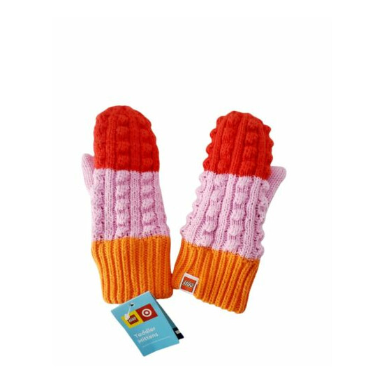 NWT Toddler Color Block Knit Mittens LEGO Collection x Target Red/Pink/Orange  image {1}