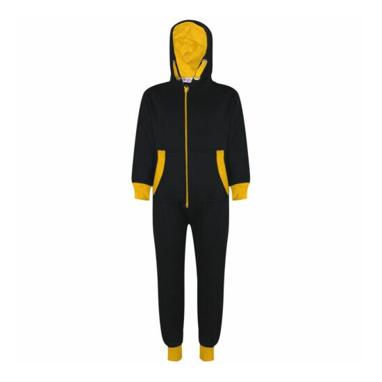 Kids Boys Girls Fleece Contrast A2Z Onesie One Piece Yellow All In One Jumpsuits image {3}