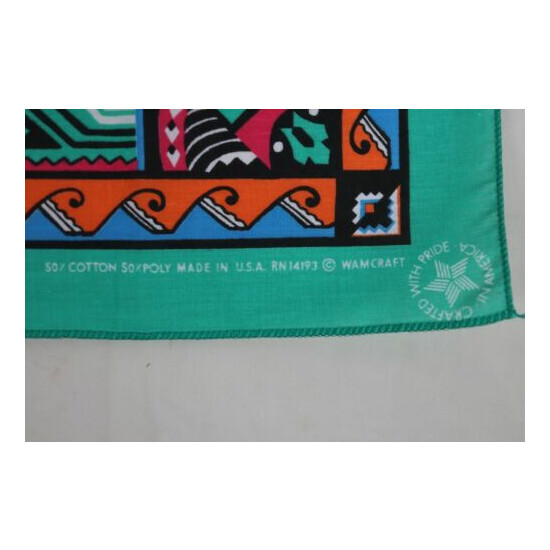 Vintage Southwest Native American Themed Bandana Handkerchief USA Made 21" x 22" image {2}