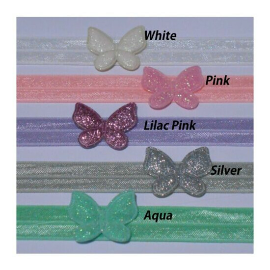 Baby headband Butterfly OR Heart Newborn- 2yrs soft elastic Girls UK made image {2}