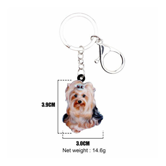 Acrylic Cute Yorkshire Terrier Dog Keychains Car Purse Key Ring Pets Charms Gift image {5}