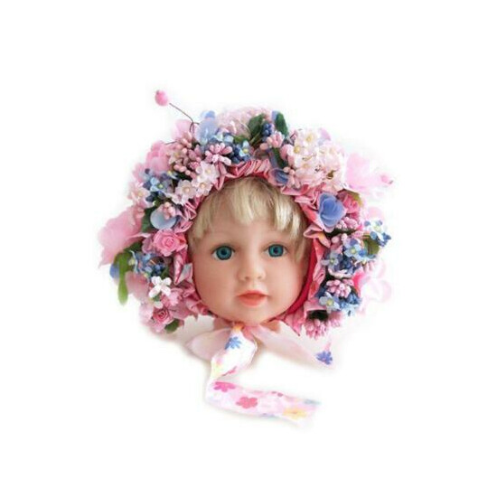 Flowers Florals Hat Newborn Baby Photography Props Handmade Colorful Bonnet Hat image {6}