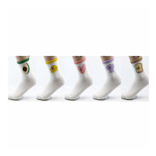 Cute Socks 5 Pairs set Ankle Socks Avocado Cheese Toast Socks Womens image {2}