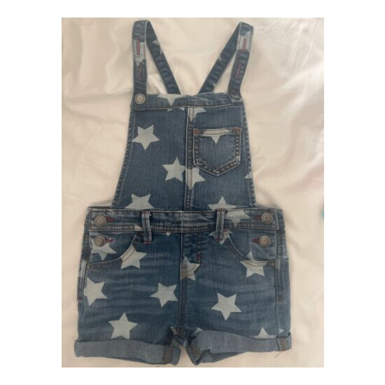 Cat And Jack Girls Stars Print Overall Shorts Shortalls XS (4/5) Stretch Pockets image {1}