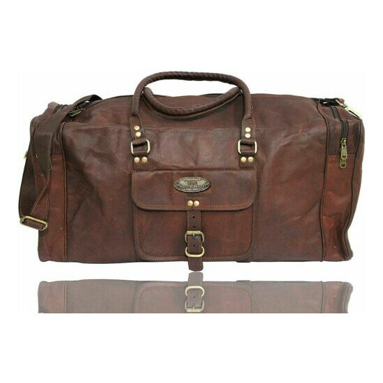 Handmade Top Bag Duffle Luggage Weekend Overnight Travel Bag GVB Men's Leather  image {1}