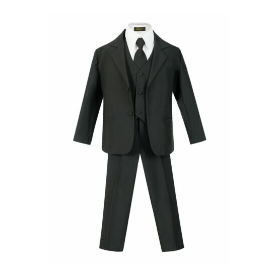 Slim Baby kids Boys Bridal Formal suit 5 pcs set coat,vest,pant,shirt,clip tie  image {1}