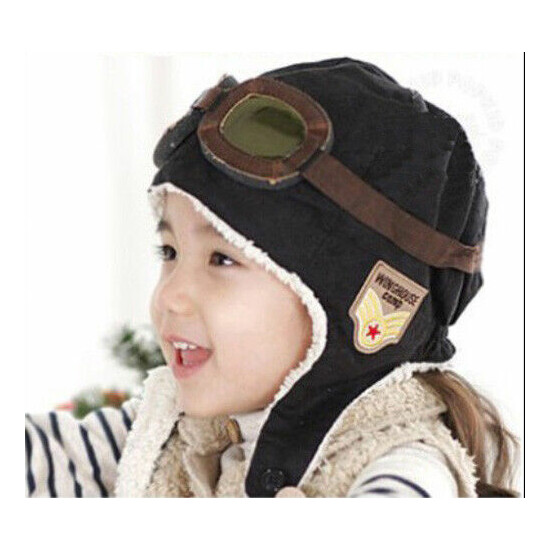 New Warm Baby Kid Toddler Boys Girls Winter Earflap Pilot Cap Aviator Hat Beanie image {2}