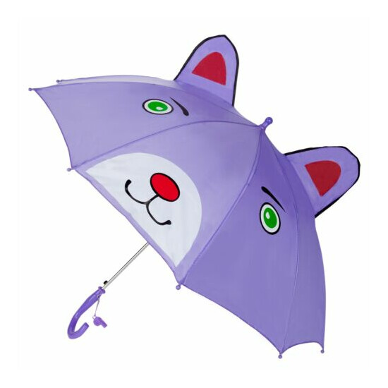 Cute Kids Children's Animal Umbrella 3D Ear Cartoon Hook Handle Rain Brolly  image {2}