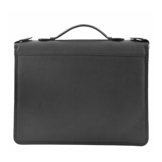 Black Leather A4 Ring Binder Folio Office Bag File Folder Meetings Zip Organiser image {4}