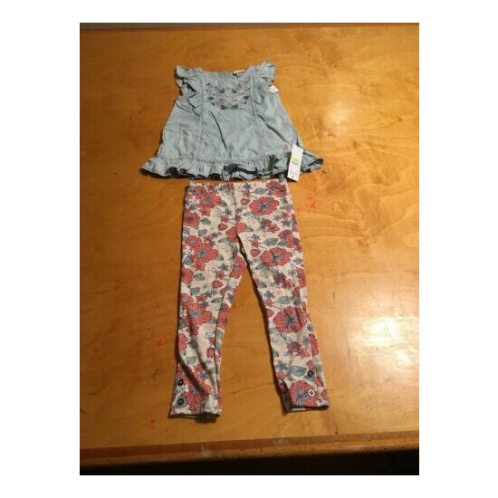 $55 Girls Calvin Klein jeans toddlers 2 PC legging outfit P134 T image {2}