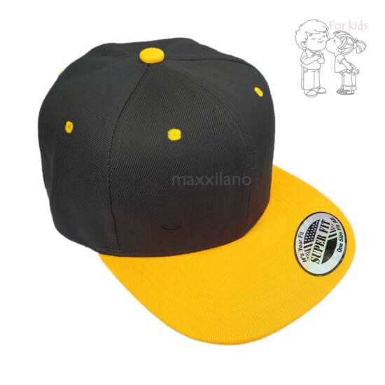 Baseball Cap Kids Size Solid Blank Boys Girls Snapback Hat Visor Flat Brim New image {4}