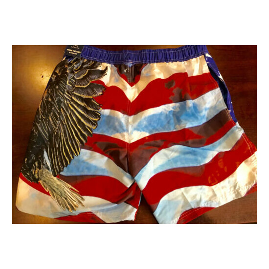 GEORGE ABOVE KNEE SWIMMING TRUNK SHORT AMERICAN FLAG EAGLE PRINT SZ XL(40-42) image {2}
