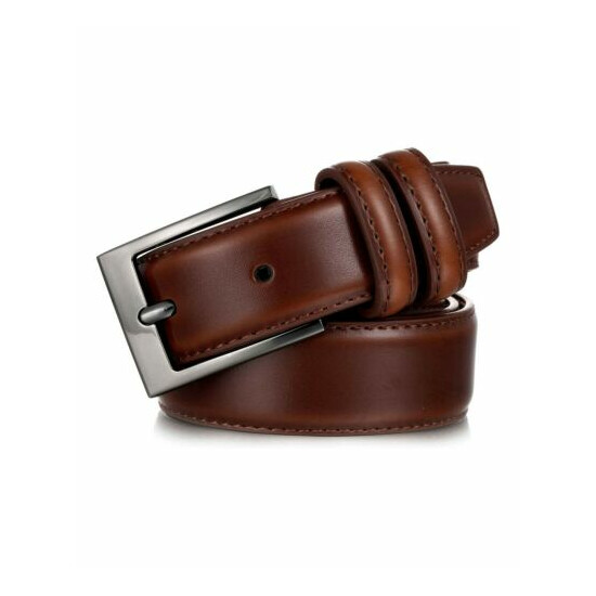 Mio Marino Men's Size 34 Classy Single Prong Buckle Leather Belt Brown NEW $45 image {1}