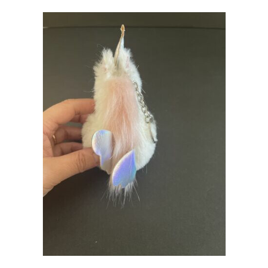 Claire's Unicorn Key Chain Stuffed Plush Shimmer Silver Wings image {4}