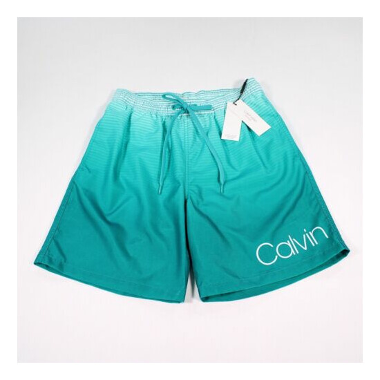 New Men's Green Calvin Klein Quick Dry 50 SPF Swim Trunks, XL image {1}