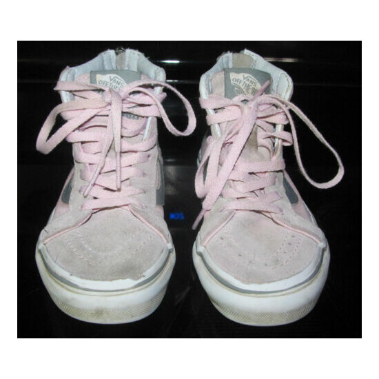 Vans of The Wall Girls Pink Gray High Top Sneakers Shoes Zipper Back Size 11 NWT image {3}
