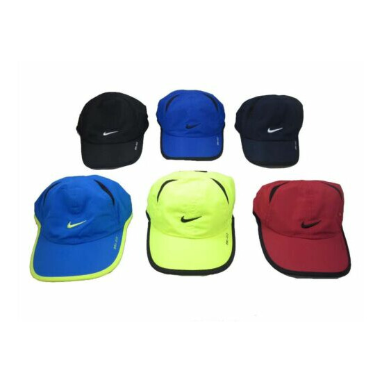 Nike Boys Featherlight Dri Fit Cap Toddler Little Kids Hat Lid White Black Blue image {1}