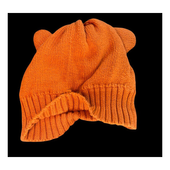 Gymboree Fox Knit Woodland Button Sweater Hat Face Ears Orange Brown 3 6 3-6 M image {3}